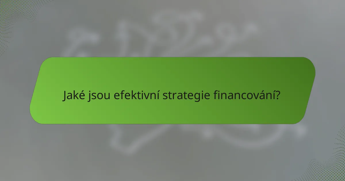 Jaké jsou efektivní strategie financování?