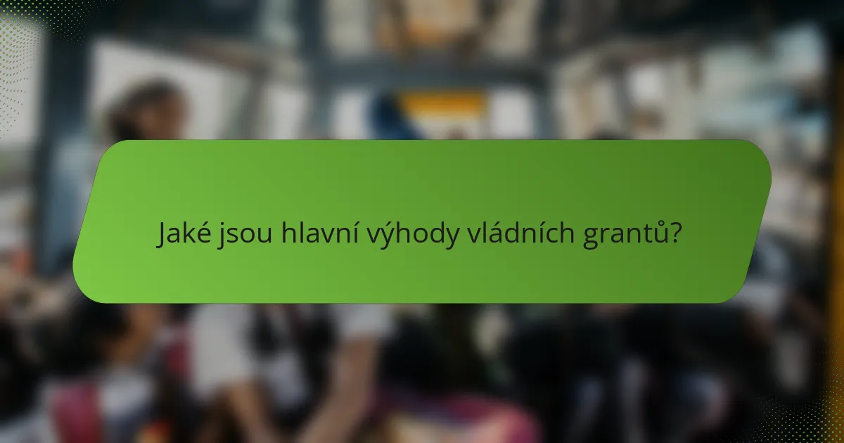 Jaké jsou hlavní výhody vládních grantů?