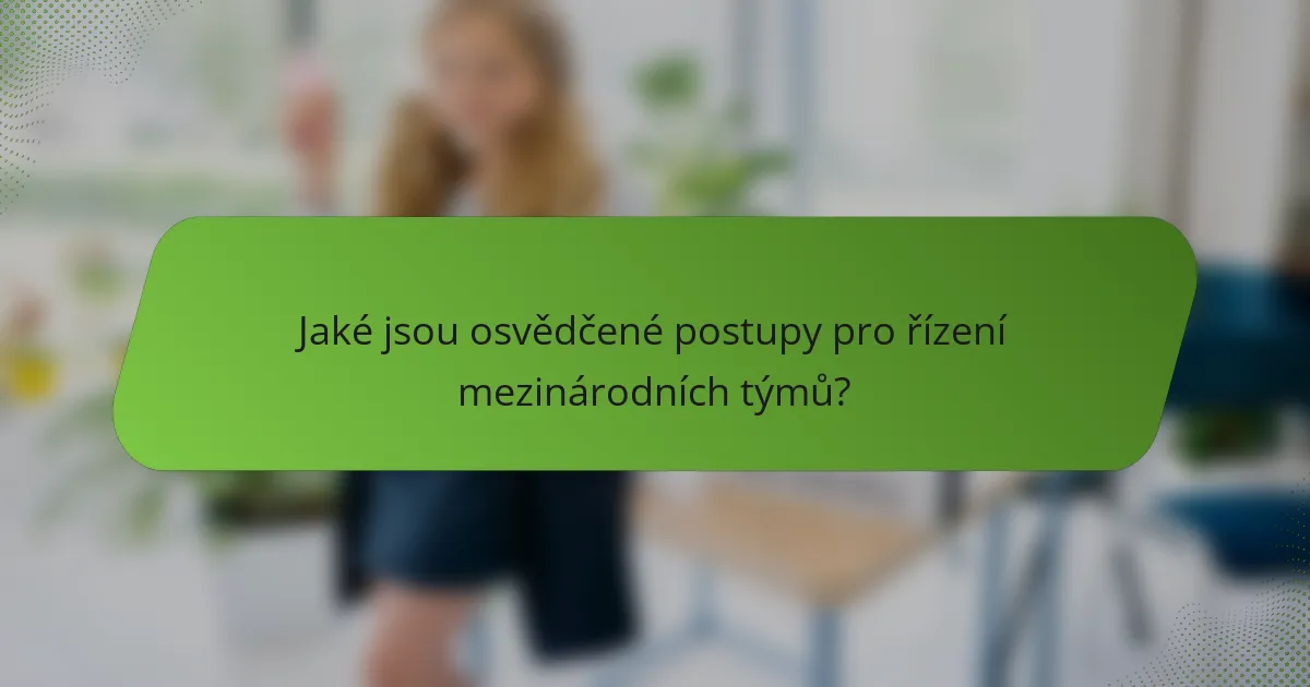 Jaké jsou osvědčené postupy pro řízení mezinárodních týmů?