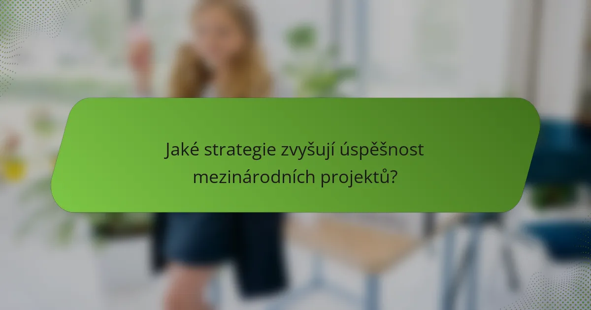 Jaké strategie zvyšují úspěšnost mezinárodních projektů?